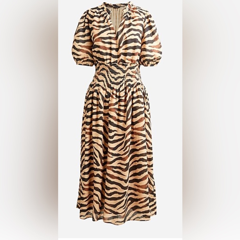 J. Crew Zebra Print Maxi Dress - Black and Tan